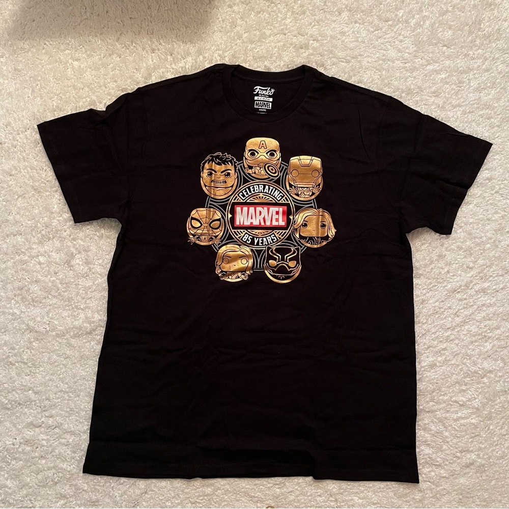 Marvel Funko Black & Gold Celebrating 85 Years T-Shirt Size XL